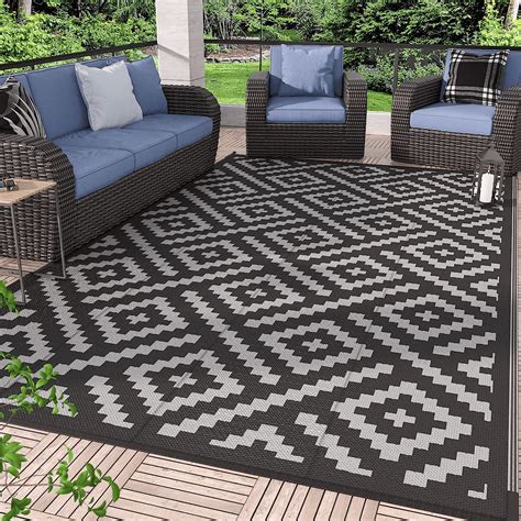 BSHAPPLUS Outdoor Rug 9x12 ft Waterproof Patio Rug Area Rug for Living ...