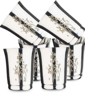Hari Priya (Pack of 6) CLASSIC SS GLASS SET OF 6 PCS LASERED Glass Set ...