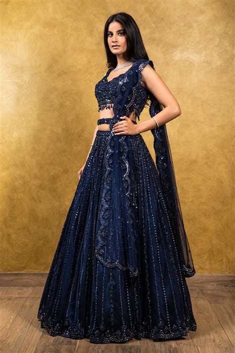 Navy Blue Lehenga Choli Set | Navy blue lehenga, Indian outfits lehenga ...
