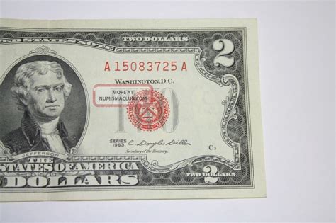 1963 Two Dollar Red Seal $2 Bill Great Vintage Note A 15083725 A 1963