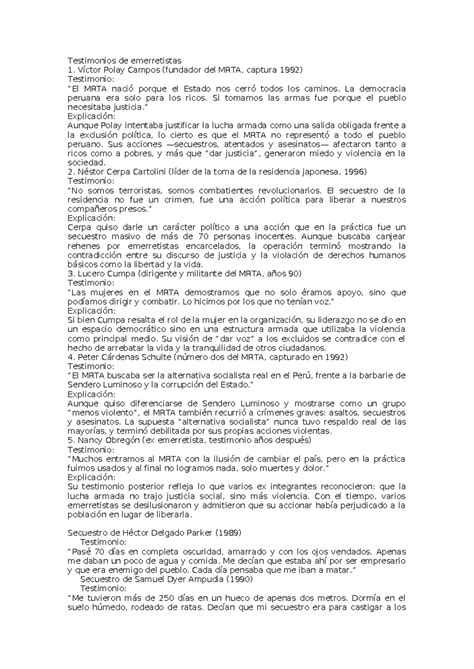 Testimonios de Emerretistas: Reflexiones sobre el MRTA y su Impacto ...