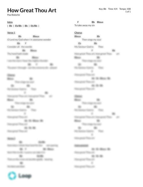 How Great Thou Art - Chord Chart PDF Download | Loop Community