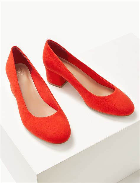 Buy Wide Fit Block Heel Court Shoes at Marks & Spencer