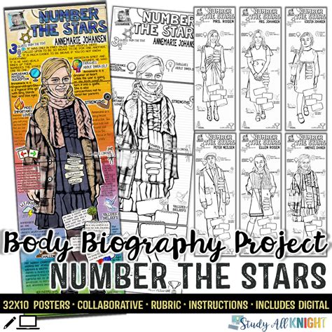 Number The Stars Body Biography Project Bundle, For Print and Digital ...