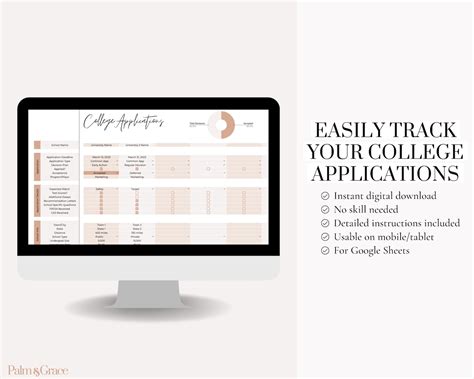College Application Tracker Spreadsheet, Google Sheets College Application Planner, College ...