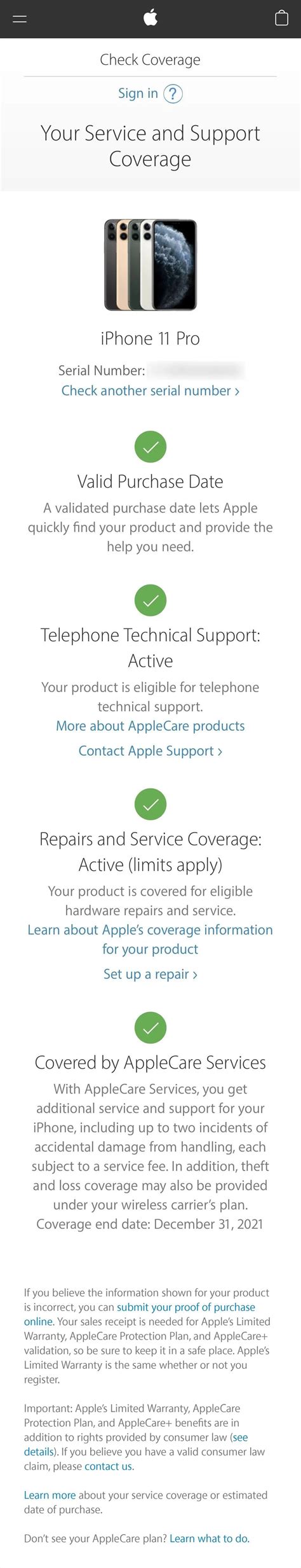 AppleCare Check 的图像结果