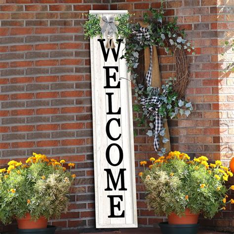 Amazon.com: flowtorely Outdoor Welcome Sign for Front Porch Standing 45"×9" Tall Wood Frame ...