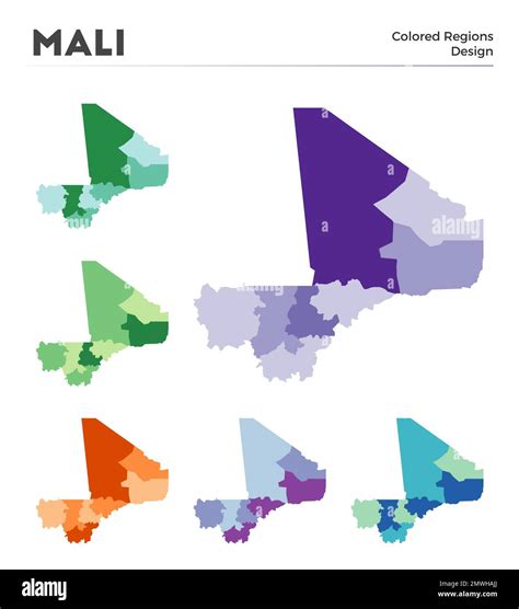 Mali map collection. Borders of Mali for your infographic. Colored country regions. Vector ...