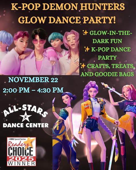 k pop Demon Hunter Glow Party , All Stars Dance Center, Westfield, 22 ...