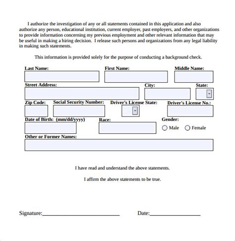 Image result for Background Check Form Signed Sample