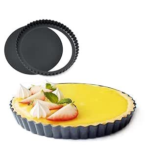 KitchenFest® Carbon Steel 9 inch Non-Stick Fluted Pizza Pan with ...