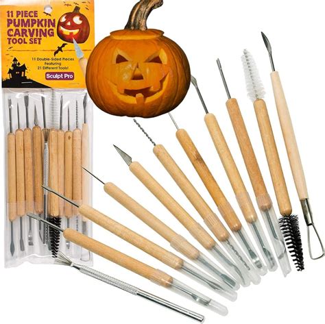 Amazon.com: Pumpkin Carving Kit (21 Tool Set) w 11 Double Sided Pieces ...