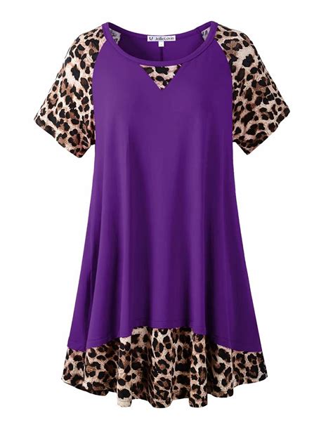Jollielovin Women's Plus Size Top Casual Summer Short Sleeve Tunic Crew ...