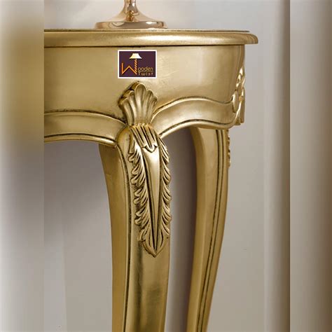 Buy Console Table Arlette Half Moon French Baroque Style (Golden Leaf ...