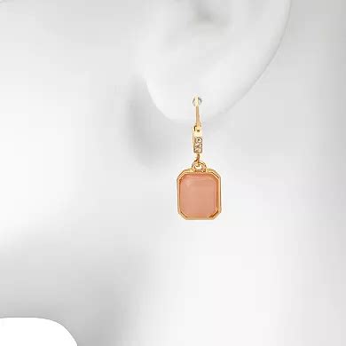 LC Lauren Conrad Gold Tone Rectangular Stone Drop Earrings