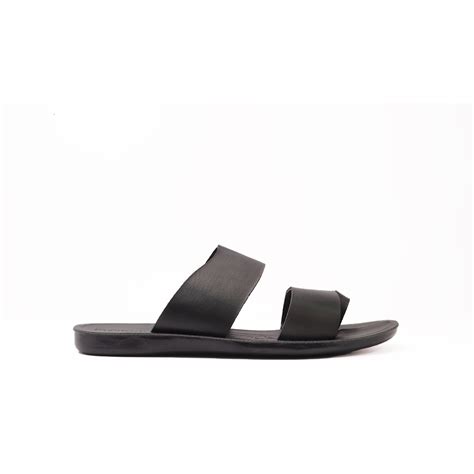 Men's Black Cross-Strap Slides with Double Buckles - 9001 – STECON