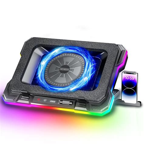 AICHESON Gaming Laptop Cooling Pad with Powerful Turbofan, RGB Cooler ...