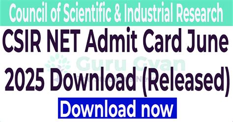 CSIR NET Admit Card June 2025