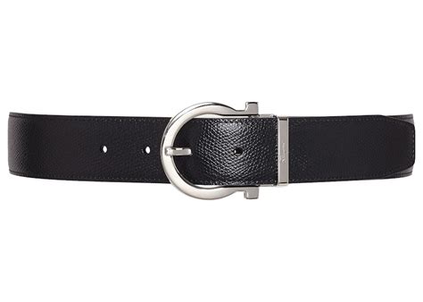 Ferragamo Reversible And Adjustable Gancini Belt Stamped Black/Hickory ...