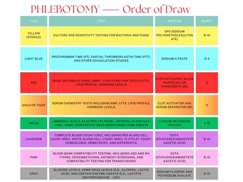 Phlebotomy Order of Draw Chart PDF - Etsy