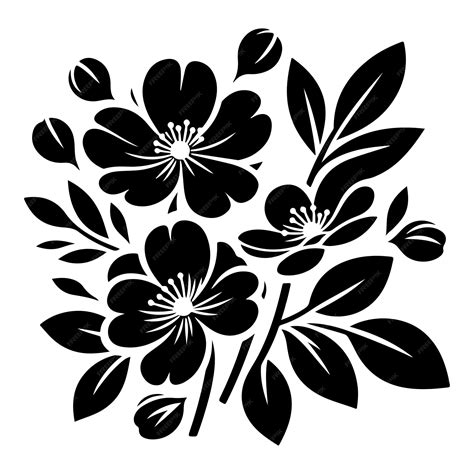 Vector black silhouettes of flowers isolated on a white background flower silhouette | Premium ...