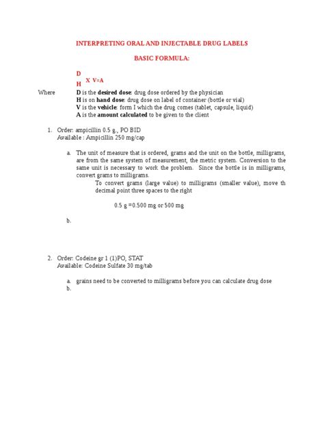 Basic Drug Calculation Formulas 的图像结果