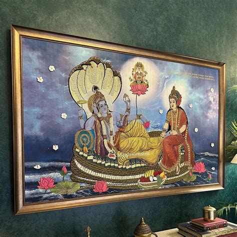 Ananthasayanam Vishnu Artwork | Handcrafted Silk Embroidery of Kshir ...