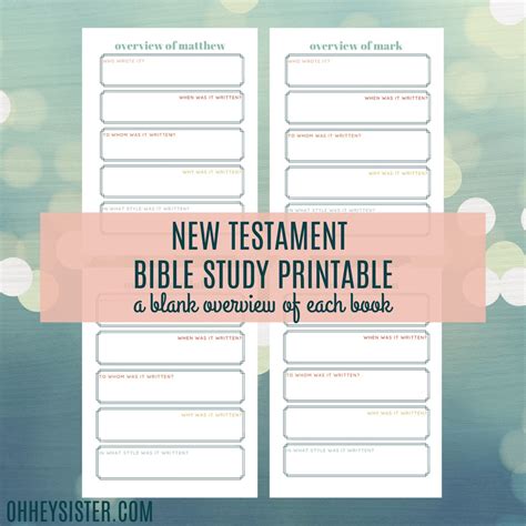 Printable New Testament Bible Study Overview Guide - in Depth Bible ...