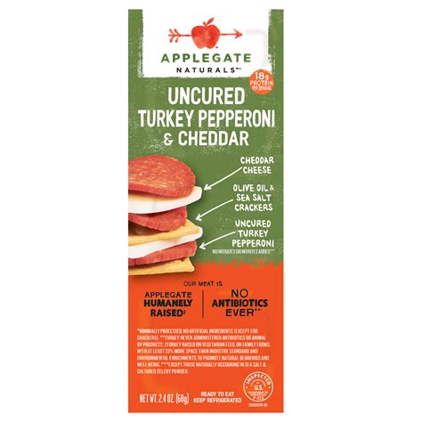 Applegate Natural Uncured Turkey Pepperoni & Cheddar Snack Pack 2.4 oz ...