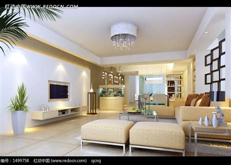 室内设计豪华客厅效果图制作高清图片下载_红动网