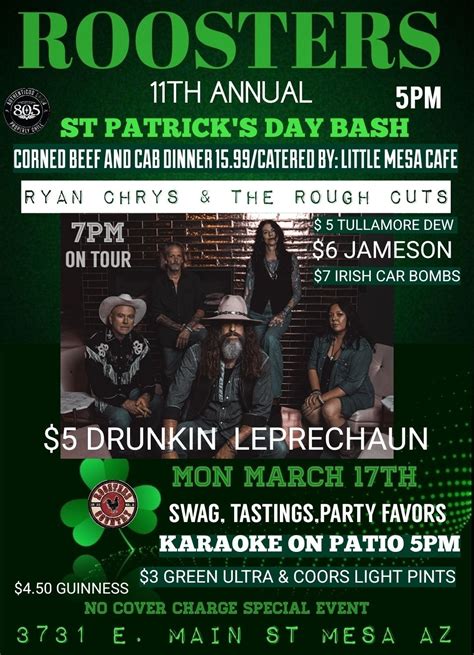 ROOSTERS 11TH ANNUAL ST PADDYS DAY BASH WITH SPECIAL GUESTS RYAN CHRYS ...