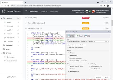 Schema Compare 的图像结果