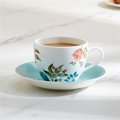 Buy Raisa Retro Bone China Cup and Saucer - 200ml from Home Centre at ...