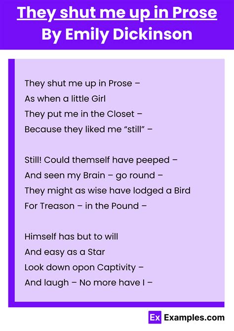 They shut me up in Prose Poem by Emily Dickinson to Download