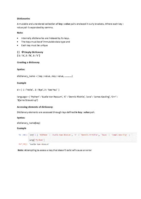 Python Dictionaries and tuples - Dictionaries A mutable and unordered ...