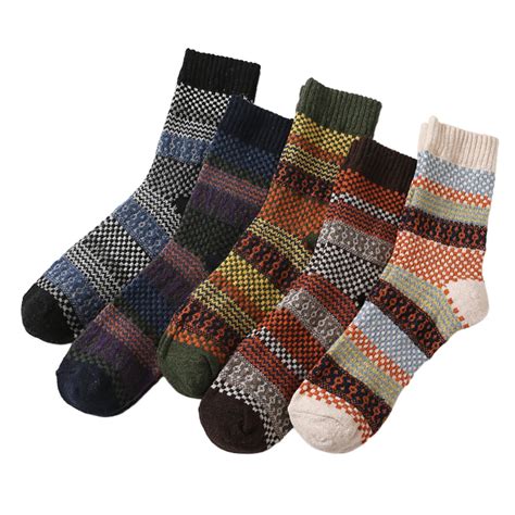 HUANLEDASH 5 Pairs Men Winter Socks Mid-tube Thick Thermal Insulation ...