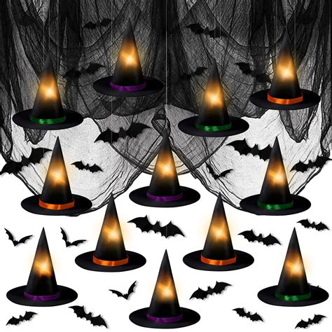 Amazon.com: Halloween Hanging Witch Hats Decorations - 12PCS Black ...