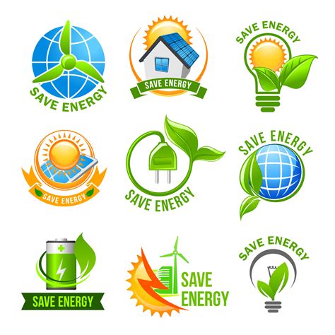 Eco green energy icon set for ecology design 12683656 Vector Art at ...