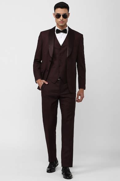 Buy Men Brown Solid Slim Fit Wedding Four Piece Suit Online - 872264 ...