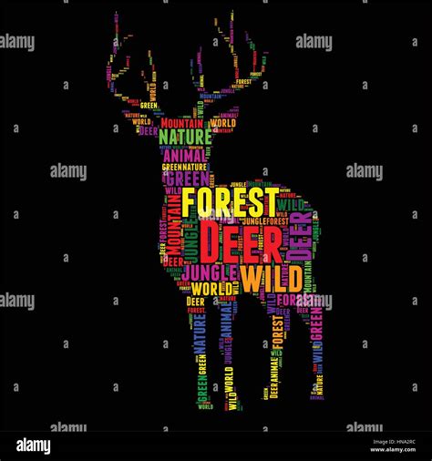 Deer Typography word cloud colorful Vector illustration Stock Vector ...
