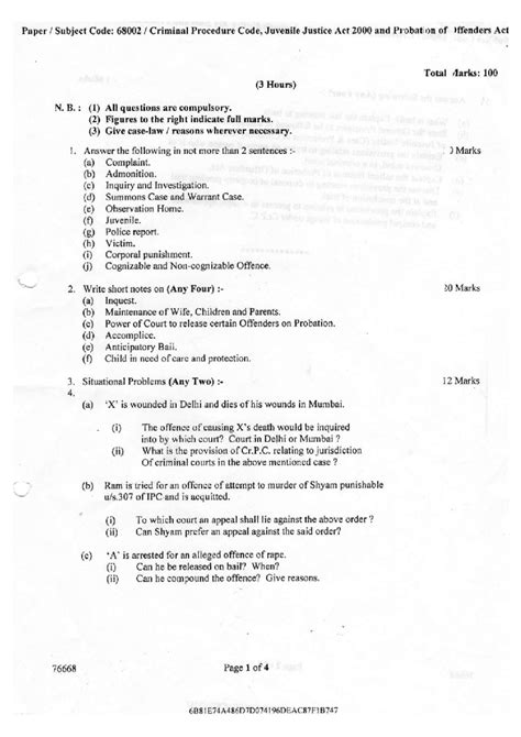 Criminal Procedure Code & Juvenile Justice Act Notes (68002) - Studocu