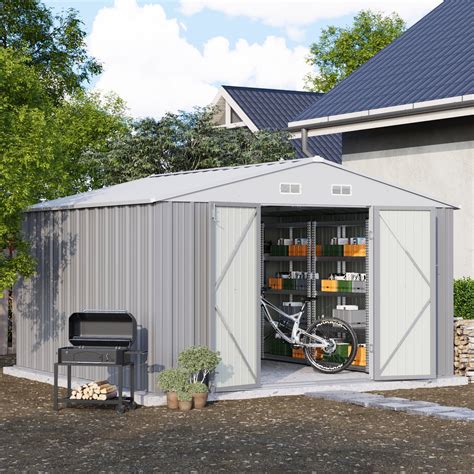 10x10 Metal Outdoor Storage Shed with Sloping Roof Philippines | Ubuy