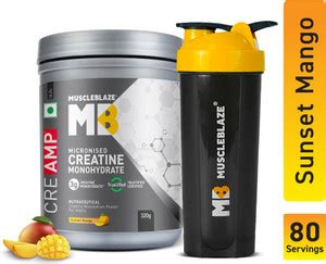 MUSCLEBLAZE Micronised Creatine Monohydrate CreAMP Powder with Shaker ...