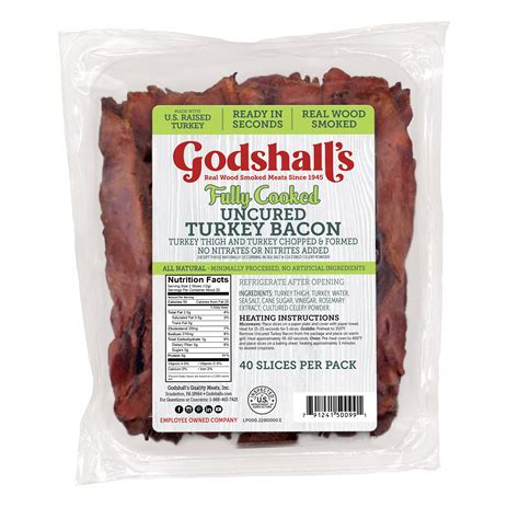 Fully Cooked Uncured Turkey Bacon (40 Count Buffet Style) - Godshalls ...