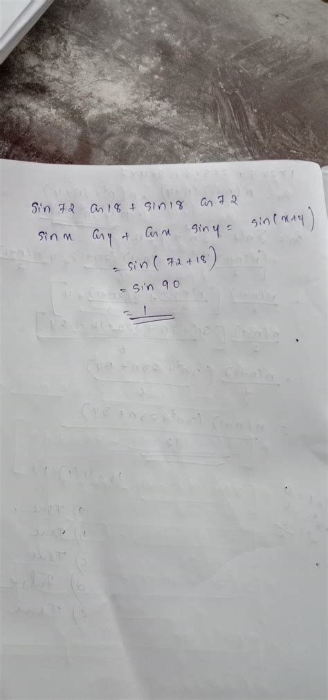 Prove that sin 72° cos 18°+ sin 18° cos 72°=1 - Brainly.in