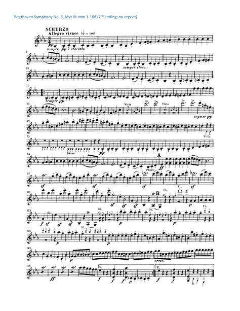 Beethoven Symphony 3 Scherzo Violin Audition Excerpt – Free Sheet Music