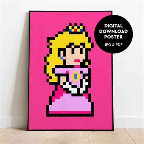 Princess Peach Poster Retro Game Poster Super Mario Wall Art - Etsy India