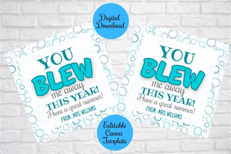 End of Year Class Bubbles Gift Tags You Blew Me Away This - Etsy UK