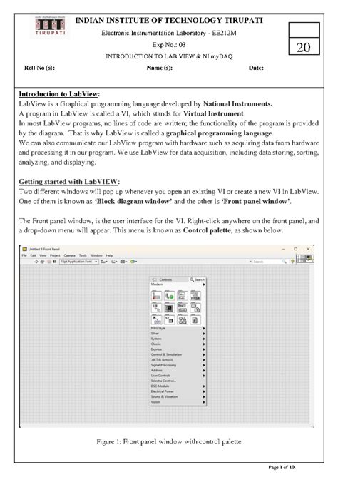 EIM LAB 3 - Lab Assignment on LabVIEW and NI myDAQ (EE212M) - Studocu