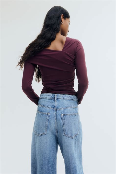 Women's Plum red Draped one-shoulder top | H&M IN